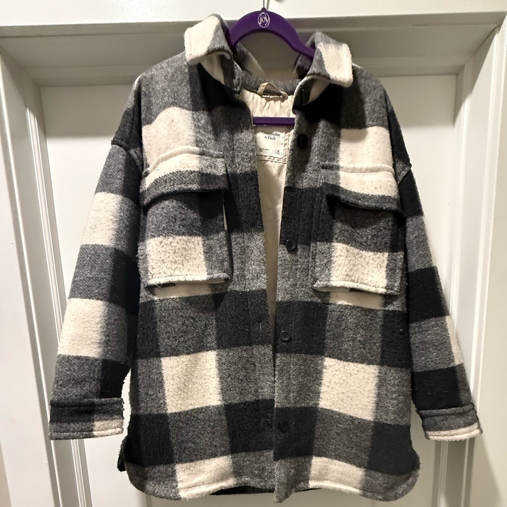 Abercrombie & Fitch Plaid Jacket - Black and Cream